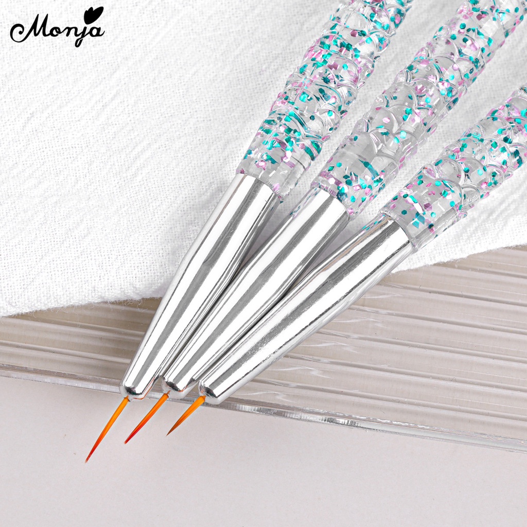 Set 3 cọ vẽ trang trí móng tay nghệ thuật MONJA chuyên nghiệp tiện lợi