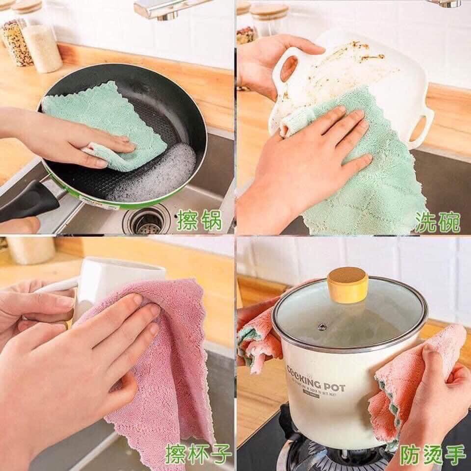 Combo 4 khăn lau đa năng vệ sinh nhà cửa bàn bếp chất liệu cực mềm siêu thấm làm sạch mọi bề mặt-TH0018