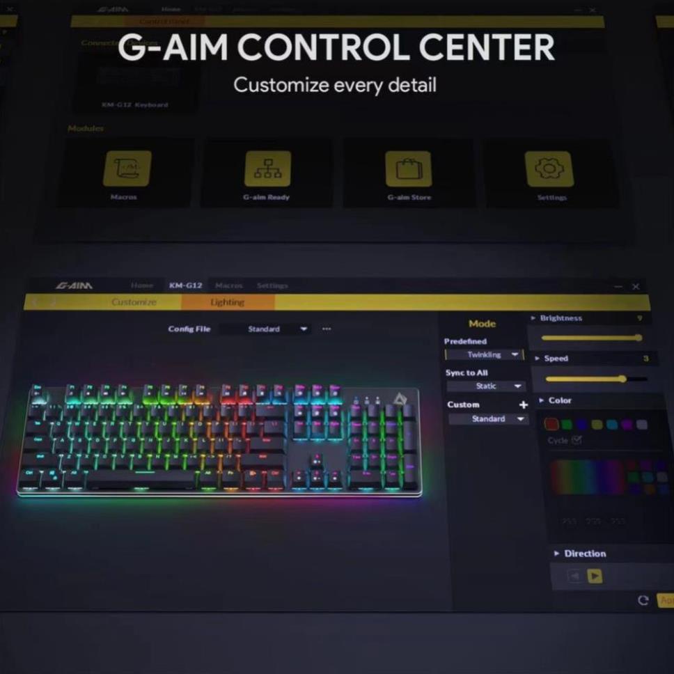 AUKEY KM-G12 Wired keyboard RGB Red Switch Mechanical Gaming Keyboard 7 colors 12 LED for Computer Laptop