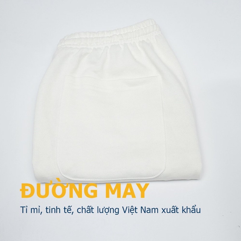 Quần short unisex 2 màu đen be from rộng, nỉ da cá - Finezy