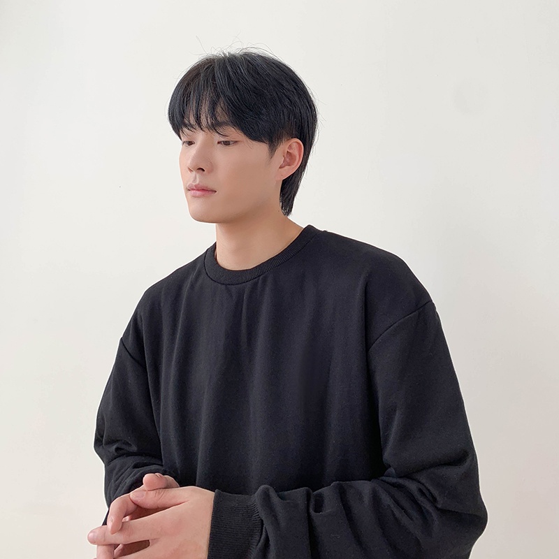 Áo Sweater Unisex Form Rộng Nỉ Đen