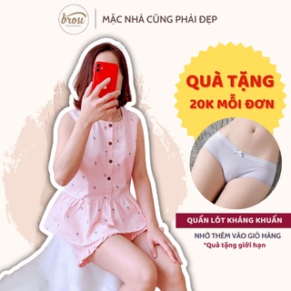 Đồ Bộ Mặc Nhà Nữ BROSI Vải Kate Lụa Mềm Mát Không Nhăn Thời Trang Babydoll N003