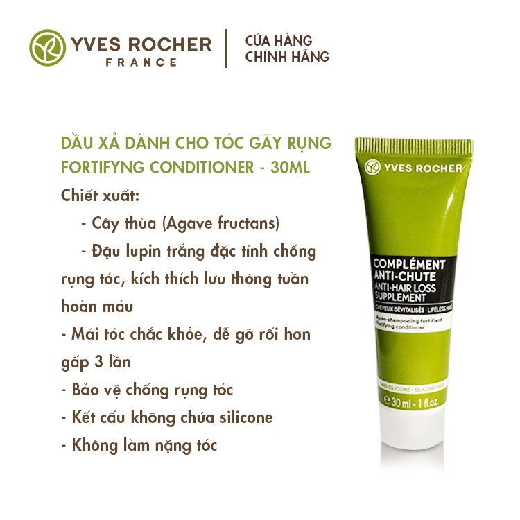 Dầu Xả Dành Cho Tóc Gãy Rụng Mini Yves Rocher Lifeless Hair Fortifying Conditioner 30ml