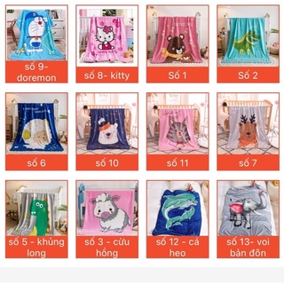 Chăn lông tuyết in hình 2 mặt cho bé 100*140cm Mềm cho bé đi học, chăn văn phòng