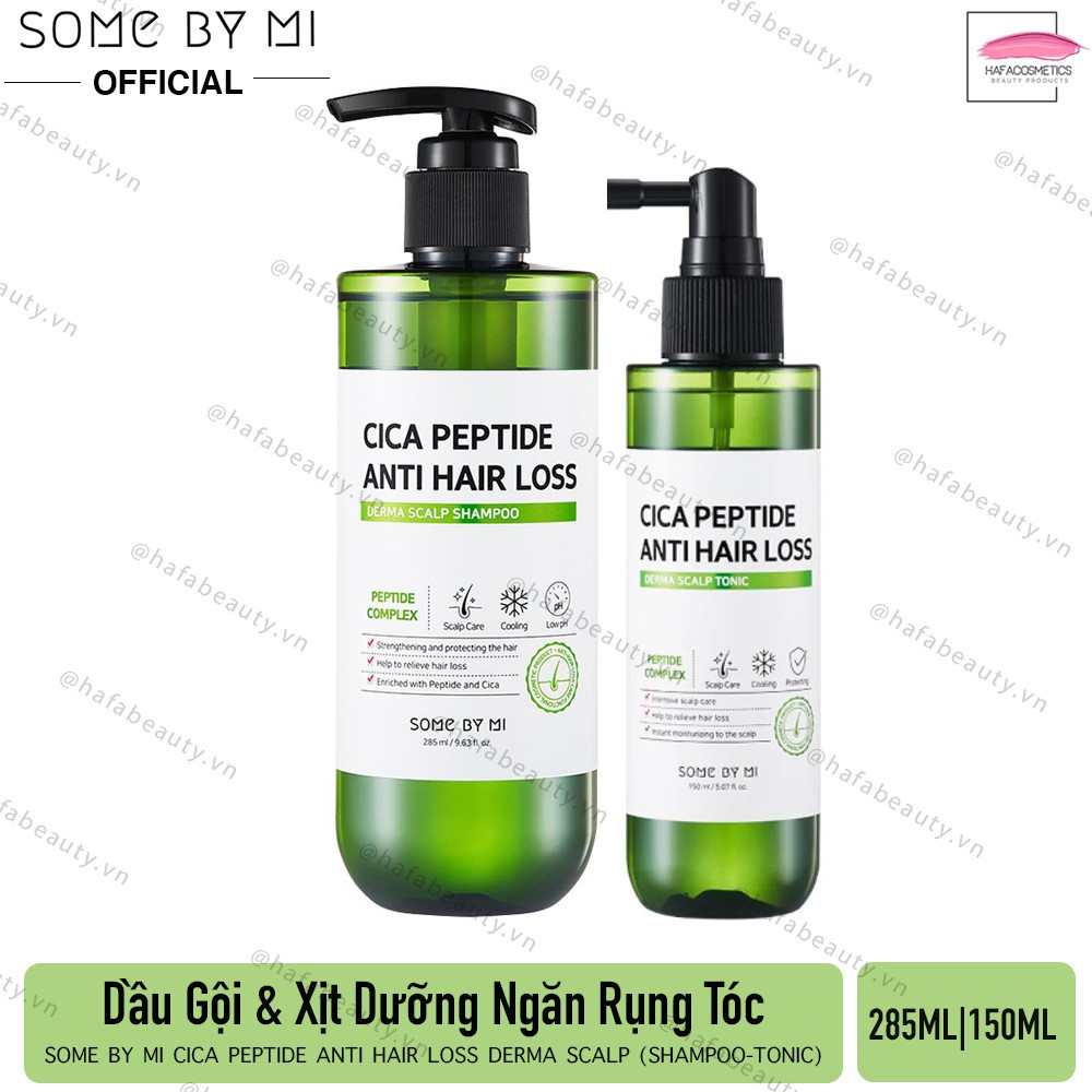 Combo Dầu Gội Và Xịt Dưỡng Ngăn Rụng Tóc Some By Mi Cica Peptide Anti Hair Loss Derma Scalp (Shampoo 285ml ,Tonic 150ml)