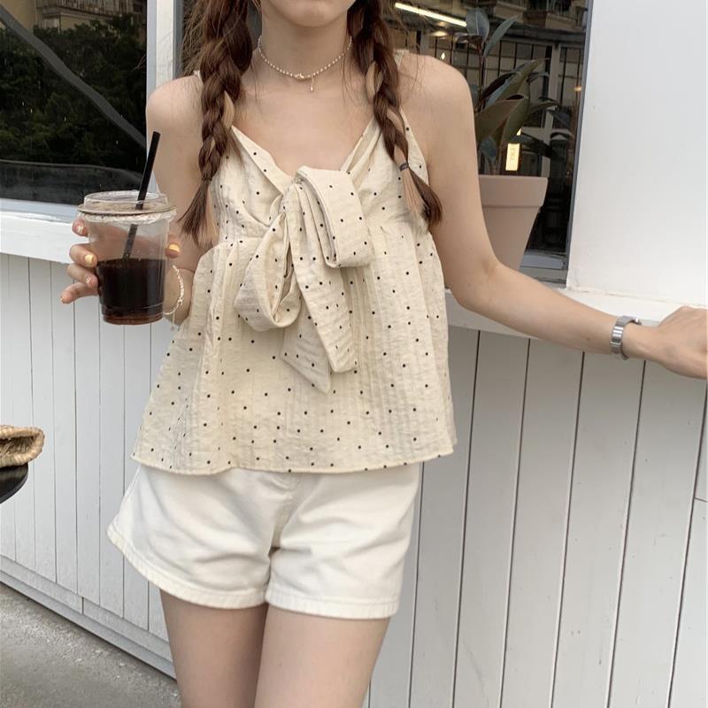 Áo Hai Dây Họa Tiết Chấm Bi Thời Trang Mùa Hè Dễ Phối Đồ Cho Nữ