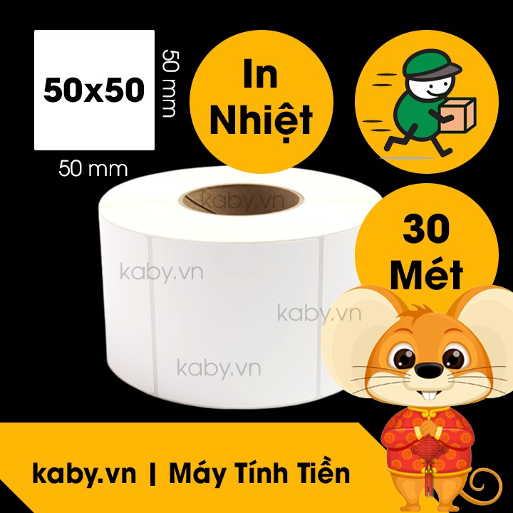 [Có Video] Tem GHTK 50x50 mm - Decal Nhiệt 5x5 cm (Cuộn 30 Mét)