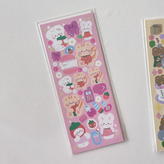 Cute glittering bear sticker chasing star decoration material