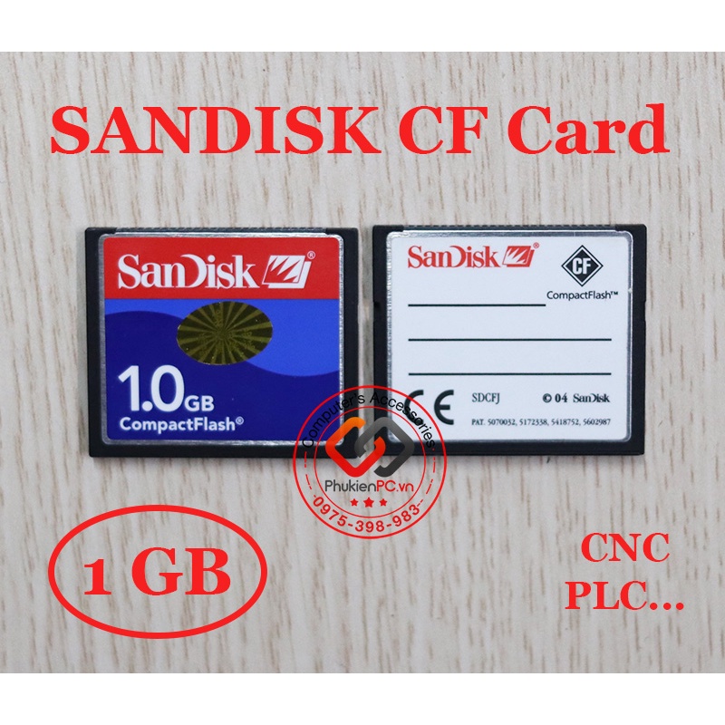 Thẻ nhớ CF Card 1GB hãng SANDISK cho máy CNC công nghiệp, máy ảnh kỹ thuât số