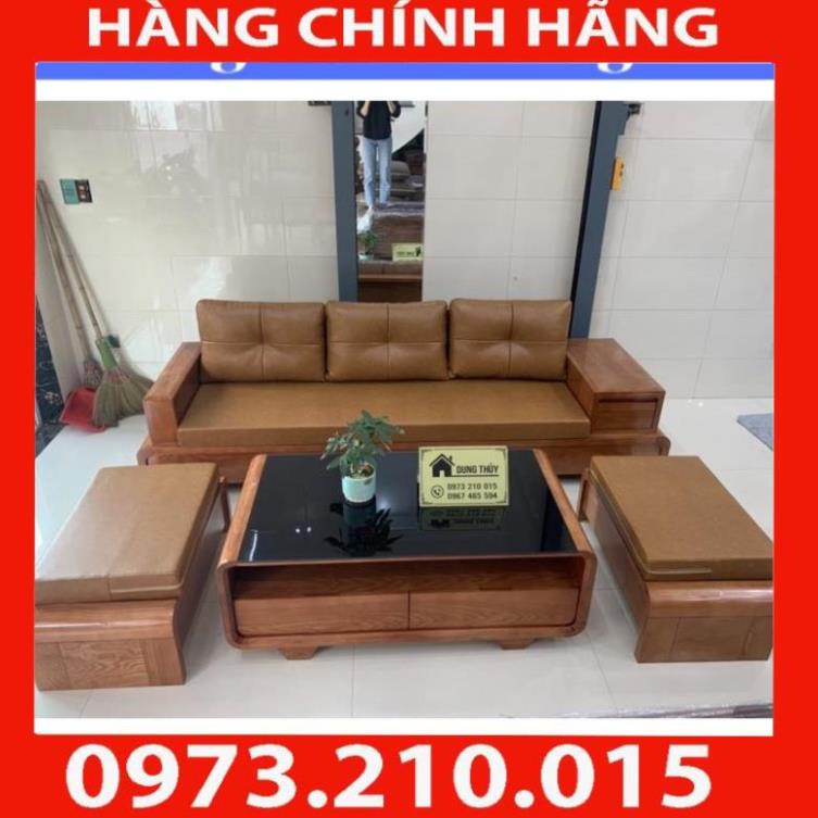 Ảnh thực tế kèm video sofa 1 văng đơn chân uốn gỗ sồi nga 3 món cho phòng khách nhỏ nội thất việt