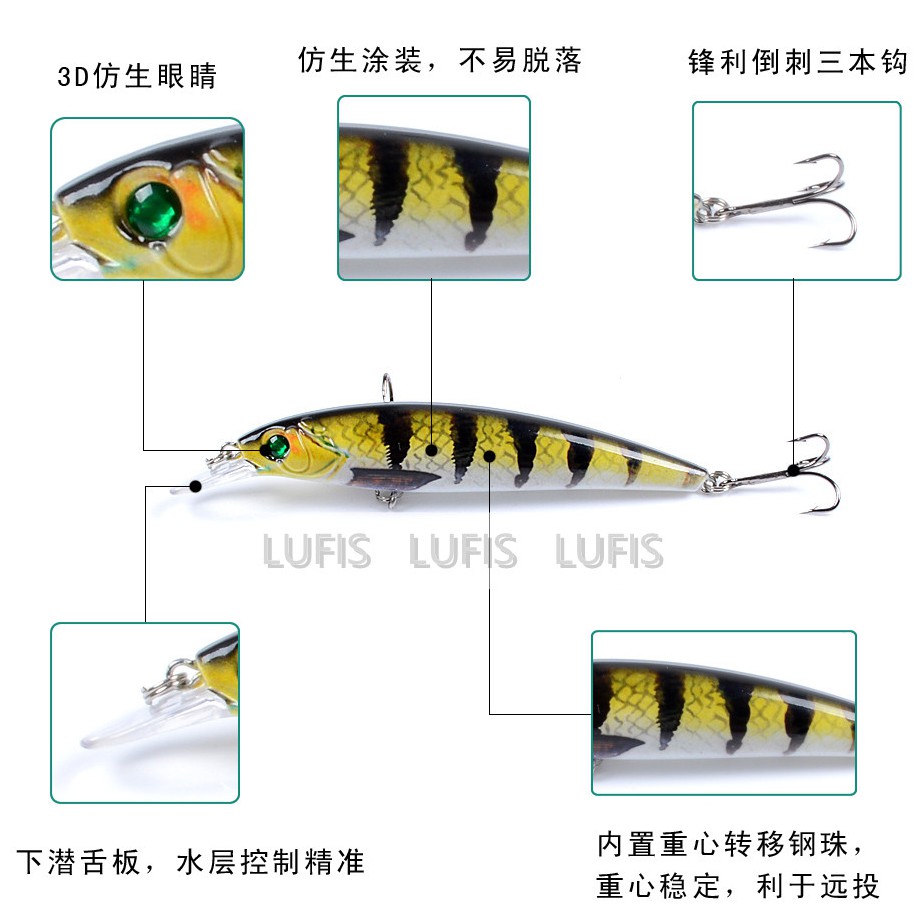 Mồi giả câu 13.4g / 11cm sống động