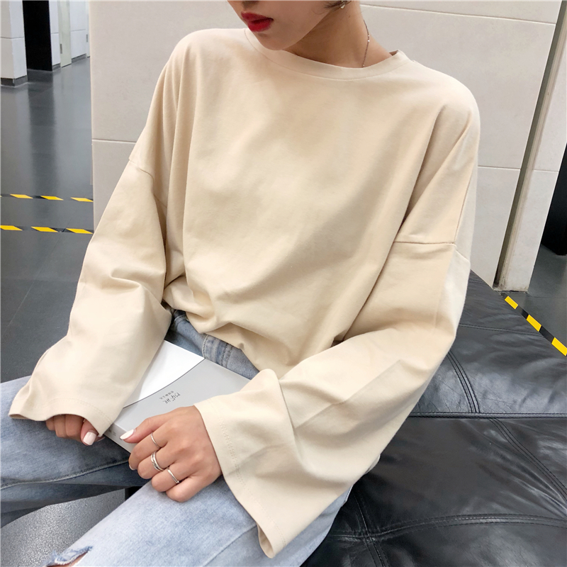 Korean styles 2021 fashion clothes Baju Tshirt Women long sleeve round neck blouse