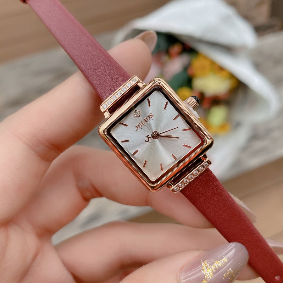 Đồng Hồ Nữ Julius JA-1314A Hàn Quốc Dây Da (Đỏ)