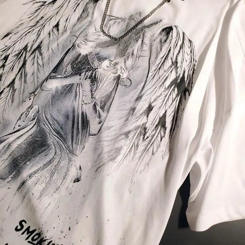 Áo thun tay ngắn dáng rộng màu nhuộm thời trang mùa hè cho nam