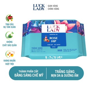 Khăn giấy ướt luck lady rose hip 25 tờ gói trắng sáng, mịn da - ảnh sản phẩm 1