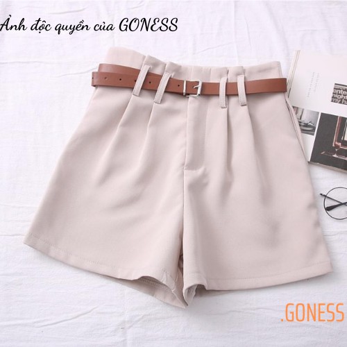 Quần short nữ Goness cạp cao chất vải vintex cao cấp có kèm đai mặc tôn dáng | BigBuy360 - bigbuy360.vn