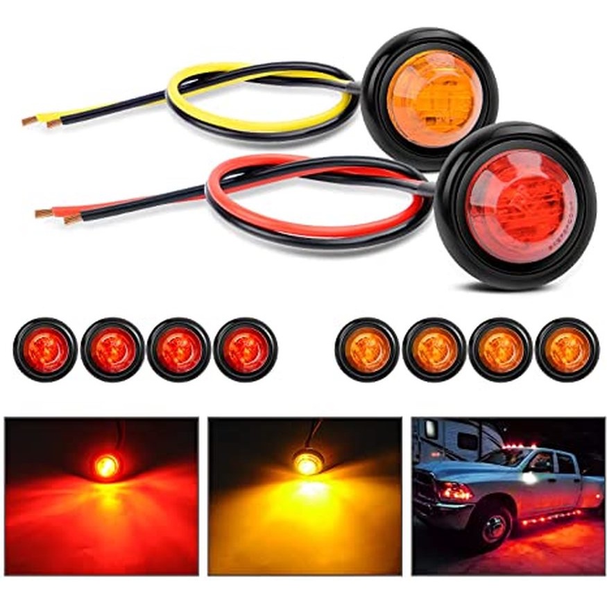 Đèn led tròn siêu sáng 12V gắn phía trước/ phía sau/ hông xe ô tô