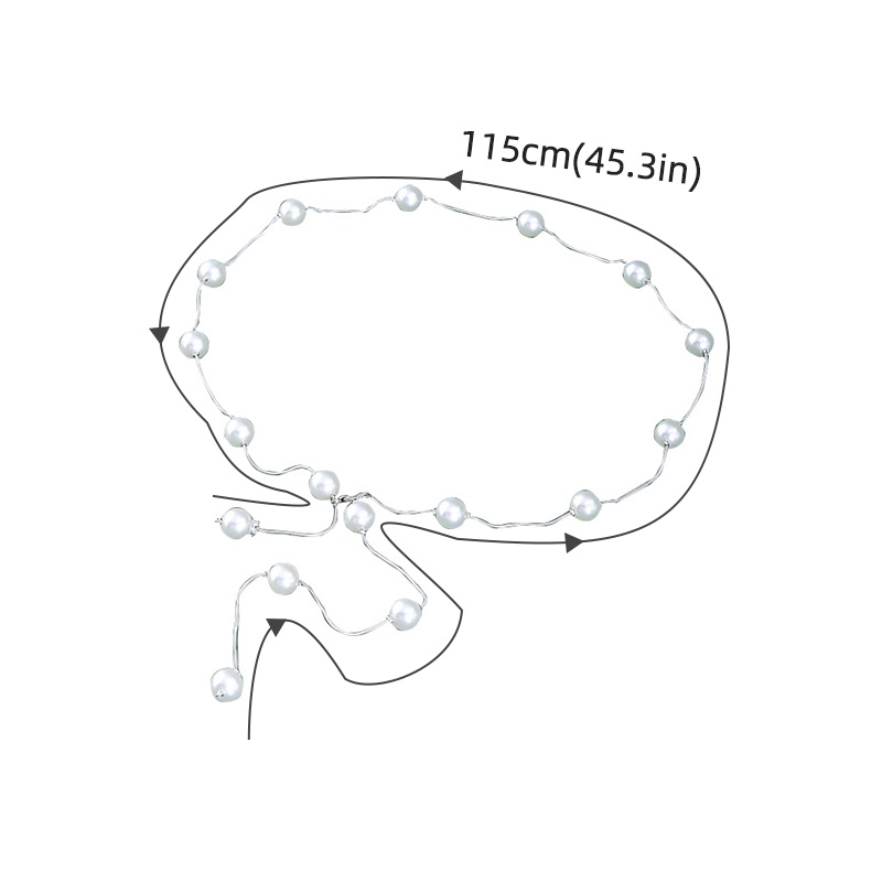 Thắt Lưng Dây Xích Mảnh Đính Ngọc Trai Thời Trang Cho Nữ