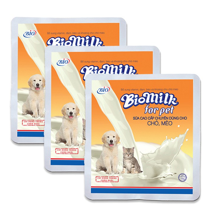 Combo 5 gói Sữa bột cho chó mèo Bio Milk 100gr cung cấp dinh dưỡng cho chó, mèo