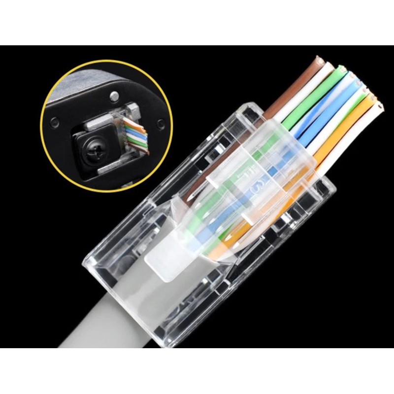 100 Hạt mạng xuyên thấu mạ vàng cao cấp RJ45 Cat5e , Cat6e