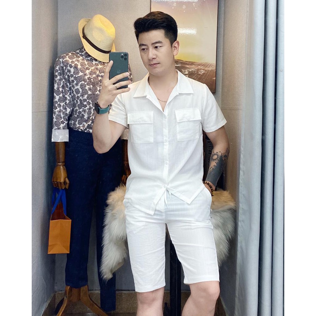 Bộ Đũi Nam Cổ Bẻ, Cộc Tay Cho Mùa Hè - Chất Đẹp, Mềm, Mịn Mát