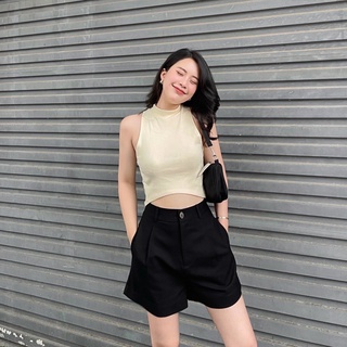 Áo balo cổ cao dáng croptop lửng
