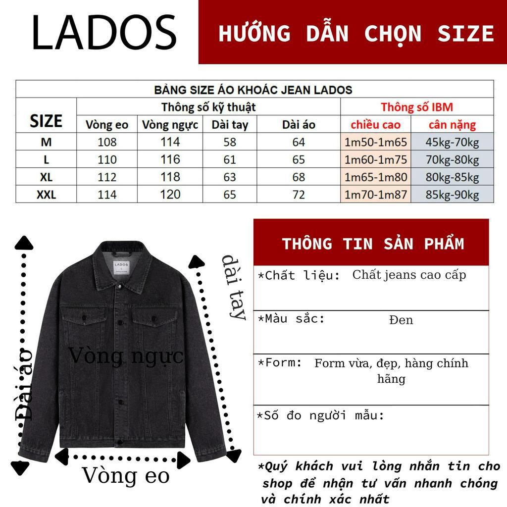 Áo khoác jean nam jacket đen túi hộp cao cấp LADOS-2088 dày dặn, phong cách, thời trang