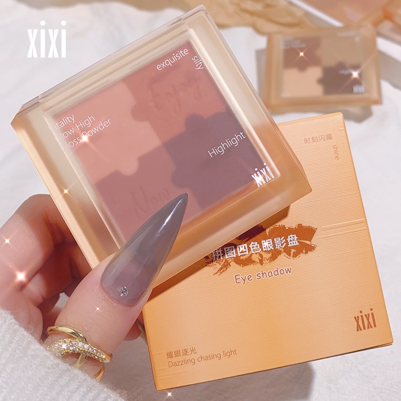 Bảng Phấn Mắt XIXI 4 Màu Chống Thấm Nước Mượt Mà Sắc Tố Cao Không Bị Nhòe Màu Thiết Kế Hình Mảnh Ghép Số 502
