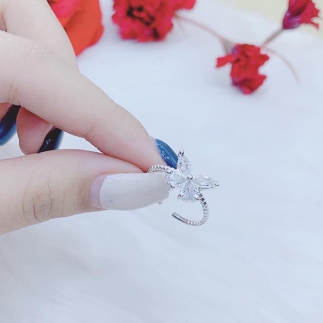 Nhẫn Bạc nữ free size, điểm nhấn bươm bướm đá nhẹ nhàng quyến rũ, thu hút ánh nhìn Mainomi Shop Bạc Xinh