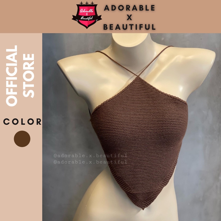 Áo Yếm Len Dệt Nâu Dây Hở Lưng Freesize Phong Cách Sexy Quyến Rủ [AdorablexBeautiful]