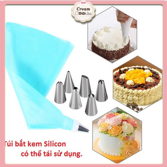 ✿✿✿Bộ 6 Đui Bắt Kem Gồm Chốt + Túi Silicon✿✿✿