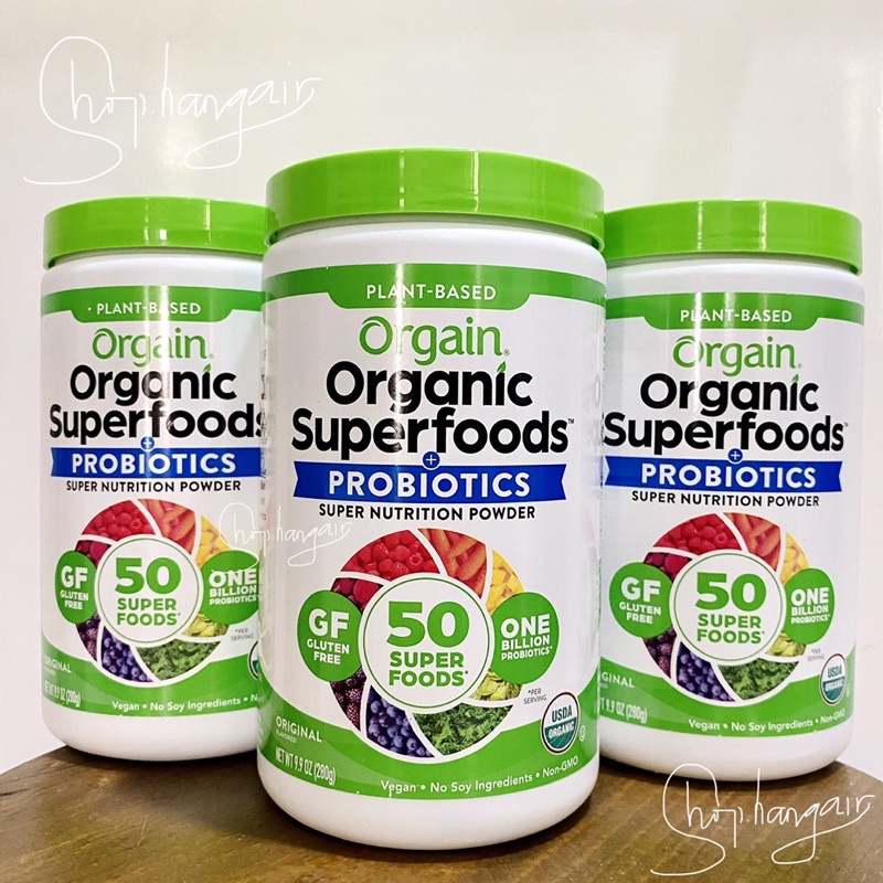 Bột siêu dinh dưỡng hỗ trợ tiêu hóa và miễn dịch Orgain Organic Superfoods Probiotics super nutrition original flavored