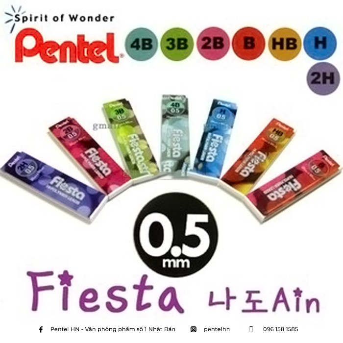 Ruột Chì Kim Pentel Fiesta C235TF HB/2B Ngòi 0.5mm (20 Ruột/Tuýp)