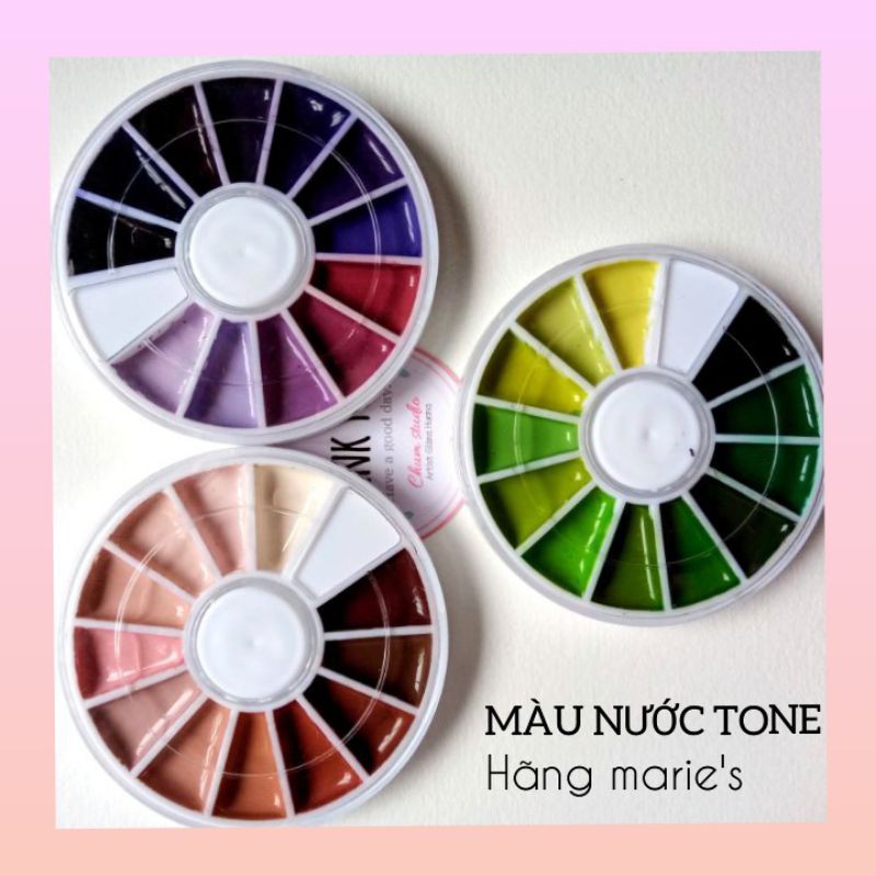 Pocket màu nước maries tone Tím, Xanh Lá
