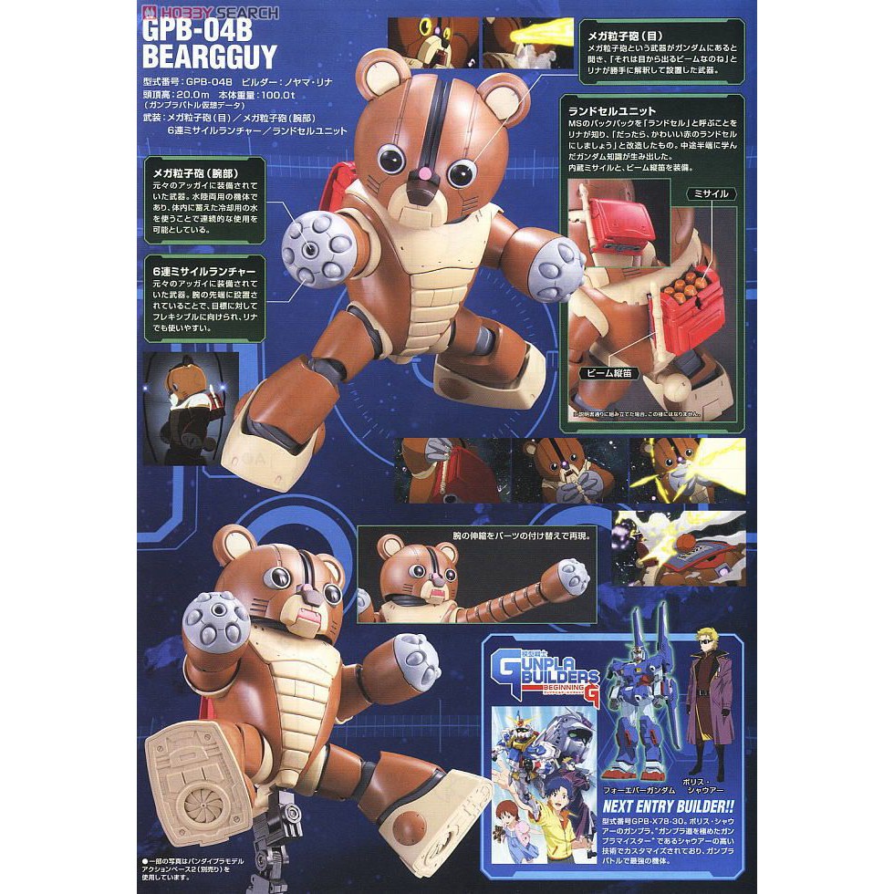 Gundam Bandai Hg Beargguy GPB-04B HGGB Gunpla Builders Mô Hình Đồ Chơi Lắp Ráp Anime Nhật