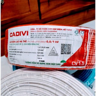 Dây điện đơn 1.5 cadivi cuộn 100 mét