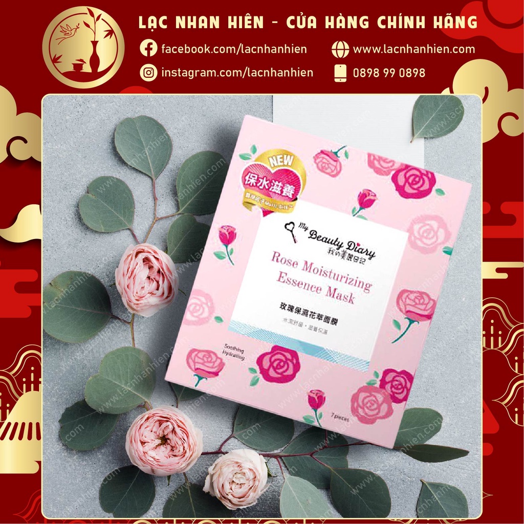 [Đài Loan] LẺ 01 MIẾNG MẶT NẠ MY BEAUTY DIARY ROSE MOISTURIZING ESSENCE MASK DƯỠNG ẨM CHO MỌI LOẠI DA