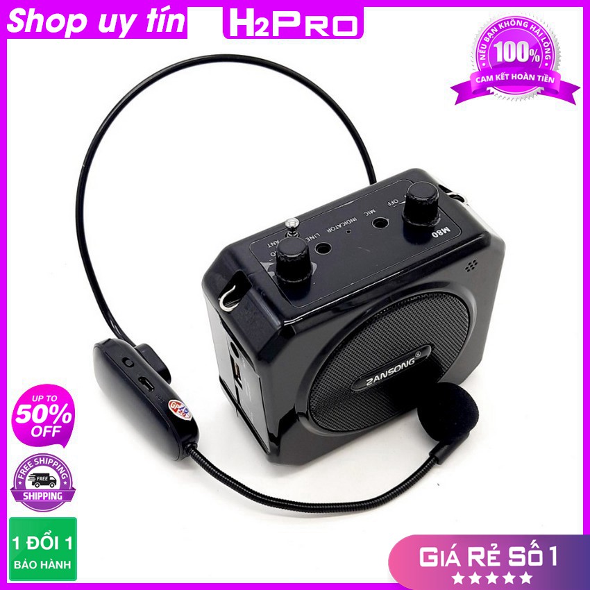 Máy Trợ Giảng Không Dây, Loa Trợ Giảng Zansong M80 MAX Series 15W, Bluetooth, Đài Fm, Usb, Thẻ Nhớ, Pin Sạc-H2Pro Audio