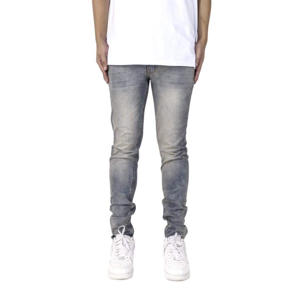 Quần Jean Nam Streetwear Cao Cấp FNOS NZ21 - Màu Xanh Wash Bụi - Form Slimfit - Jean Thun Co Giãn. Đẹp