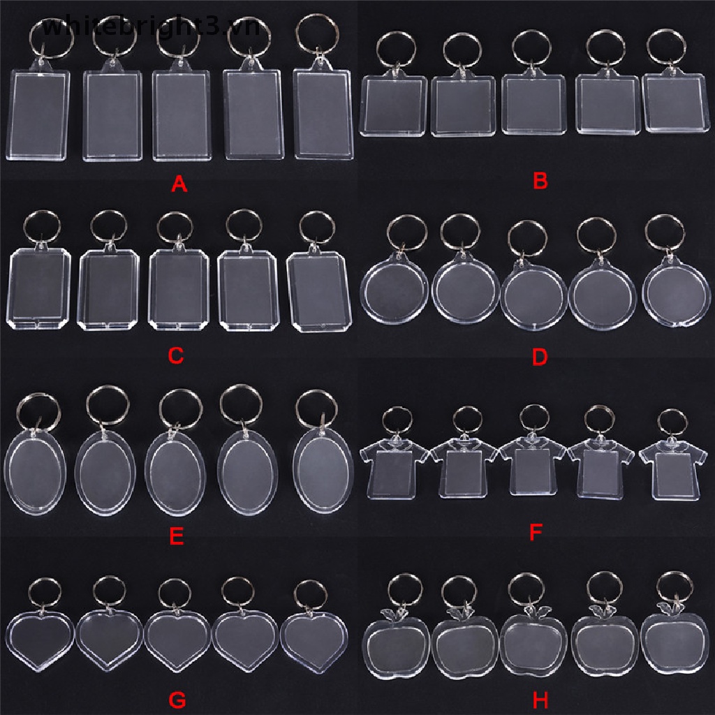 Set 5 Móc Khóa Trong Suốt Dùng Treo Ảnh DIY