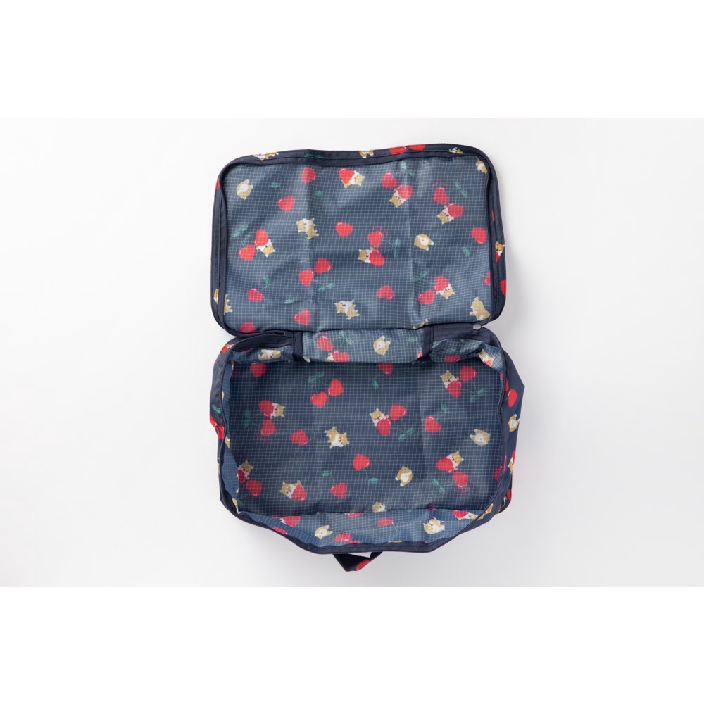 Túi Đựng Đồ Du Lịch ARTBOX Hàn Quốc Họa Tiết Shiba Và Cherry Màu Xanh Navy Xinh Xắn