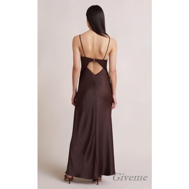 Givenme Đầm Nữ Hai Dây Cổ Chữ V Xẻ Sâu Gợi Cảm