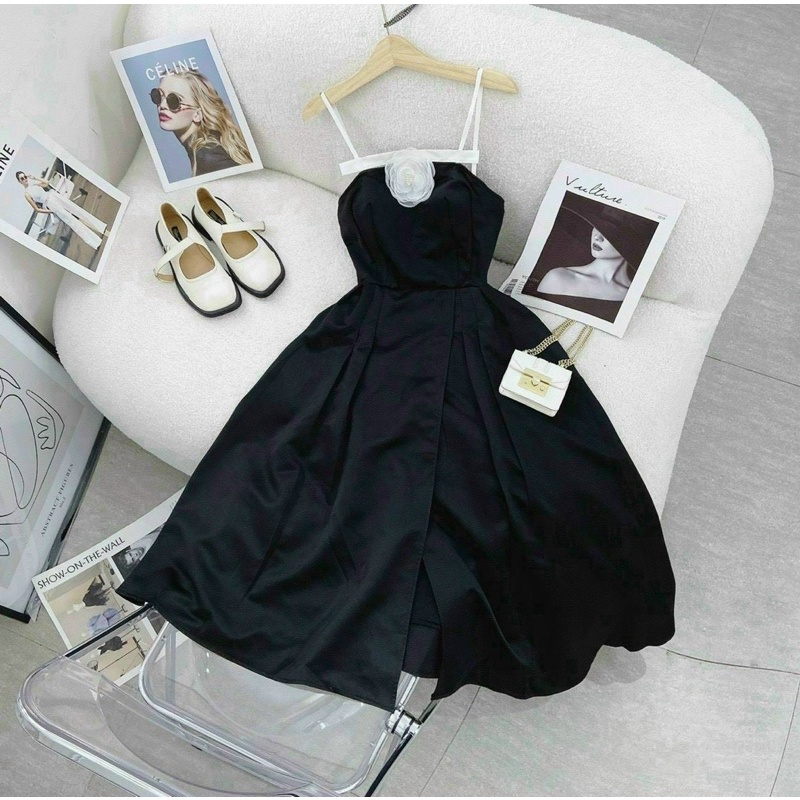 Váy Trắng Cuới Hai Dây Xẻ Tà Dự Tiệc Sang Trọng Kèm Tag Hoa Chất Tuyết Mưa Loại I V214 Size S M AĐ BOUTIQUE