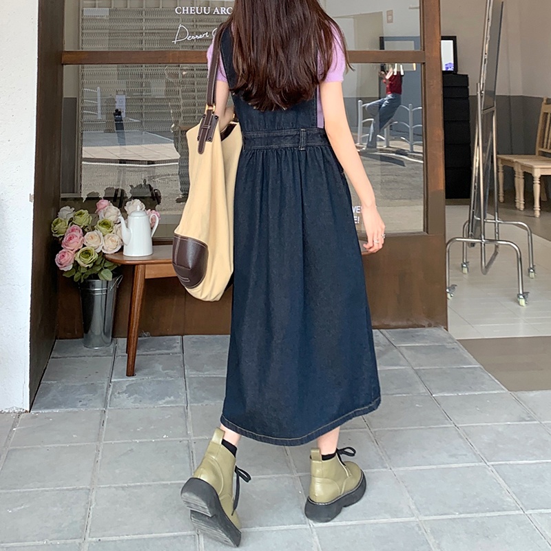 Đầm Yếm Denim Dáng Rộng Thêu Hoa Xinh Xắn 48882