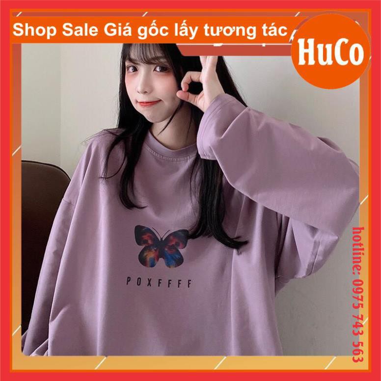 Áo thun tay dài bướm form rộng unisex sweater POXFFF nam nữ ulzzang form thụng