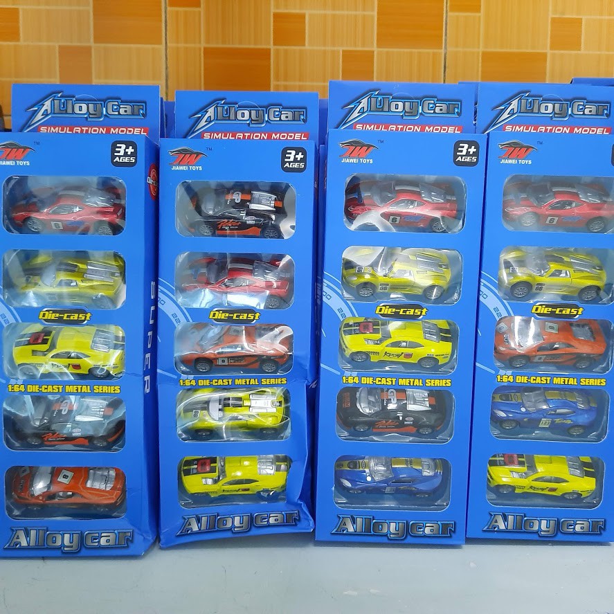 Bộ 5 xe ô tô die cast mô hình bằng sắt chạy cót tỉ lệ 1:64