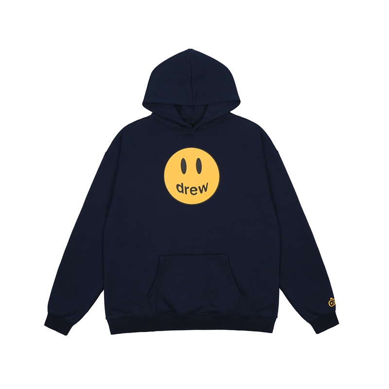 Goods In Stock DREW Men And Women Cotton Loose Smiley Print Pullover Long Sleeve All-match Hoodies