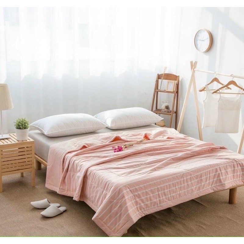 Chăn kẻ sọc 1m7 x 2m hàng xuất nhật mền mại, mát mẻ