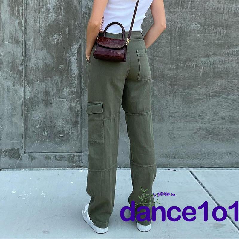 Quần denim lưng cao phối túi thời trang cho nữ