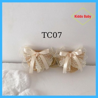 Túi cói đeo chéo đính nơ voan bản to siêu cưng cho mẹ và bé Kiddo Baby TC07